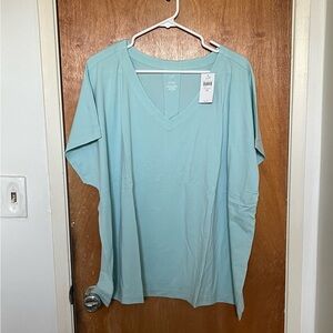BRAND NEW J. Jill pleat-back sea glass Supima cotton  blend top tee NWT 3X